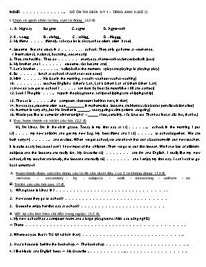 Đề ôn thi giữa kỳ 1 Tiếng Anh 6 - Đề 3